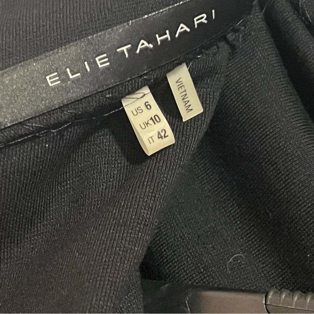 #147 ELIE TAHARI BLACK RUFFLE SLEEVELESS DRESS SIZE 6 - Picture 6 of 10